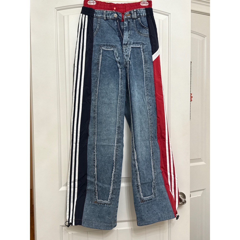 Denim and Red Striped Joggers